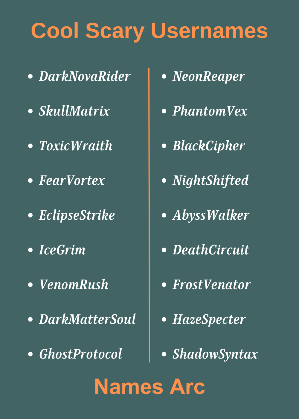 Cool Scary Usernames