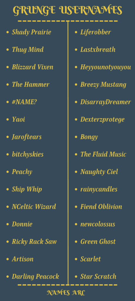 Grunge Usernames for TikTok