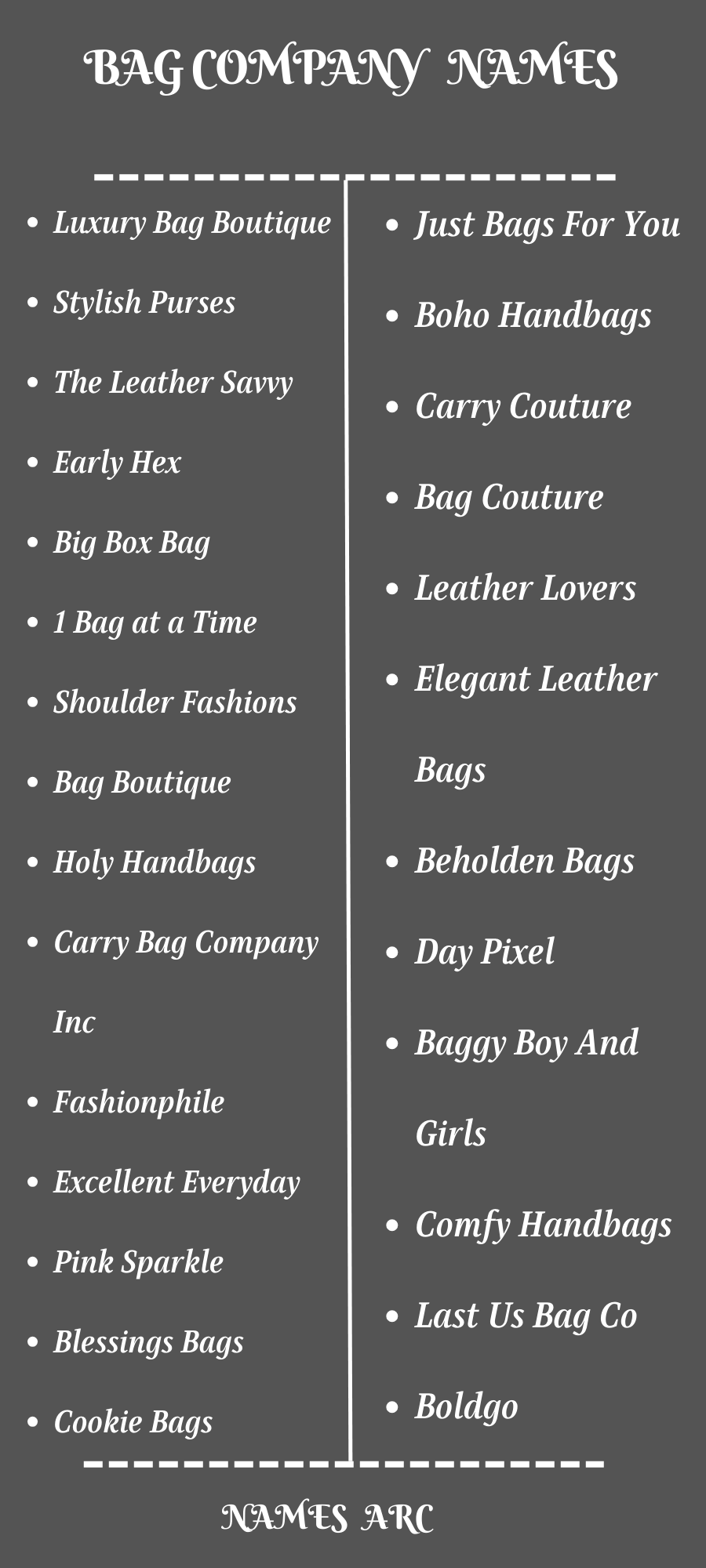 600+ Cool Bag Company Names Ideas For You - Namesarc