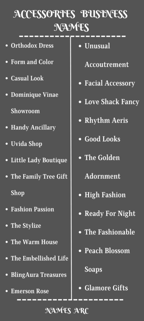 Clothing Accessories Business Names