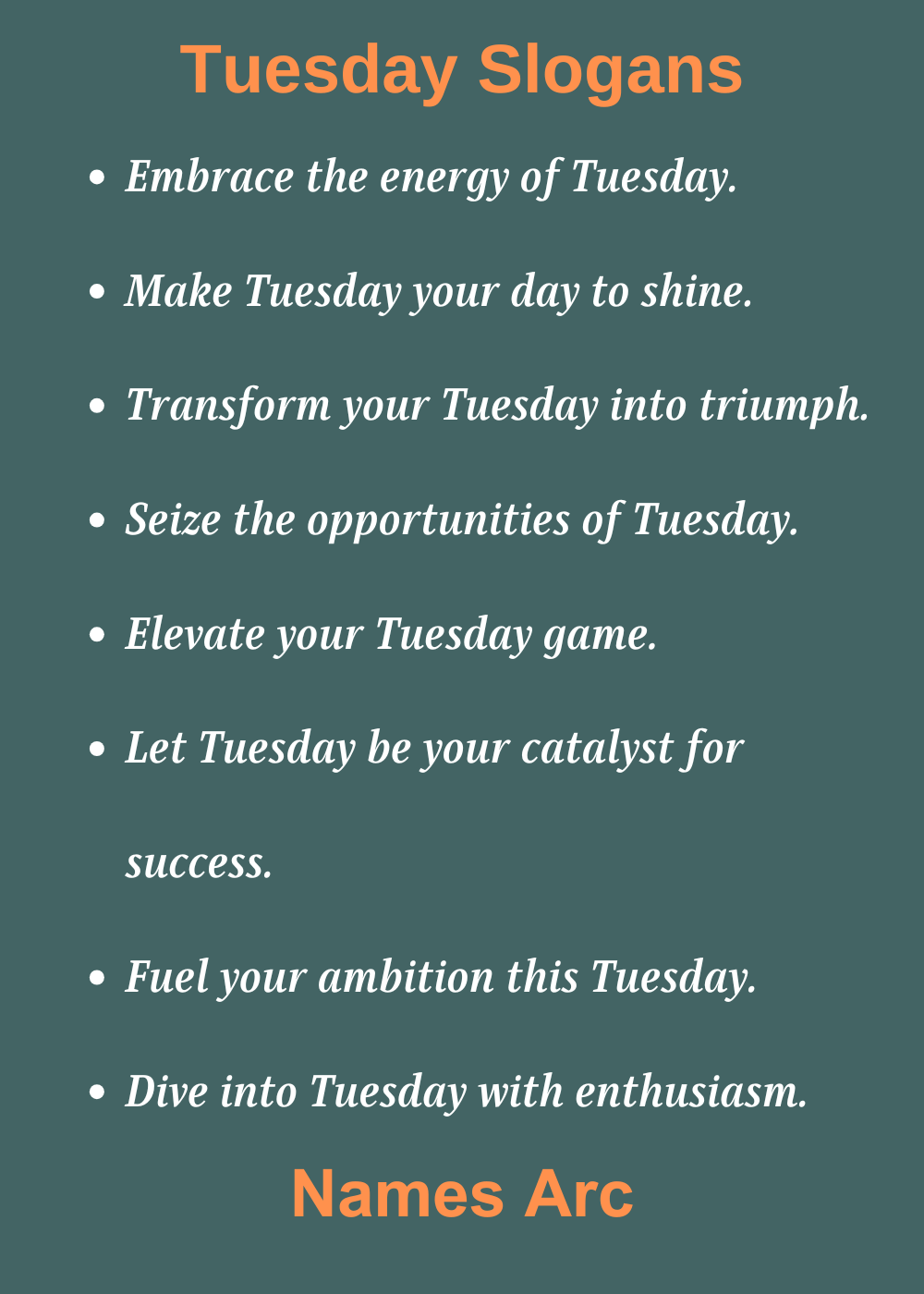 Cool Tuesday Slogans